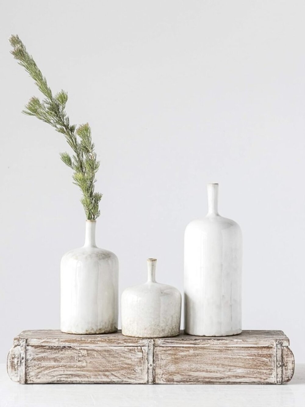 Set of 3 Reactive Glaze Stoneware Vases